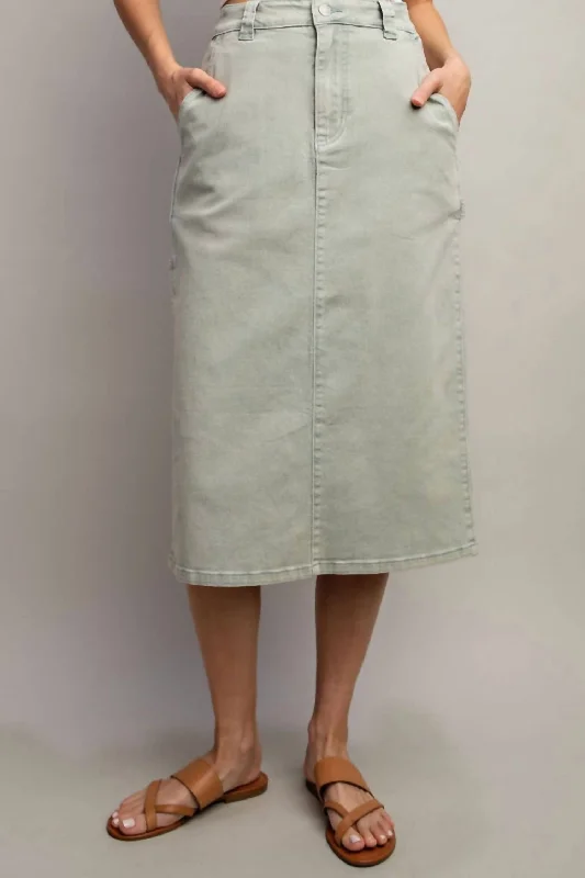 Mineral Wash Skirt In Sage