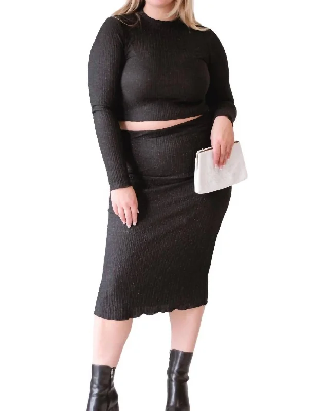 Nelly Lettuce Hem Skirt In Black