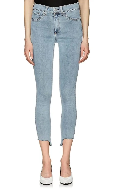 Portland 5 Pocket Style High Rise Ankle Skinny Jeans In Blue