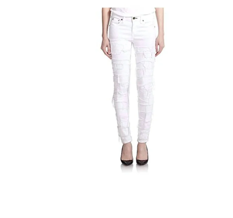 Women Torn Skinny Jeans In White