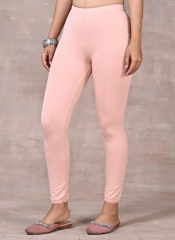 Farah Baby Pink Viscose Lycra Leggings for Women