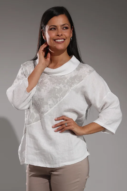 Made in Italy 100% Linen Tunic | WHITE/SILVER | 0203A1