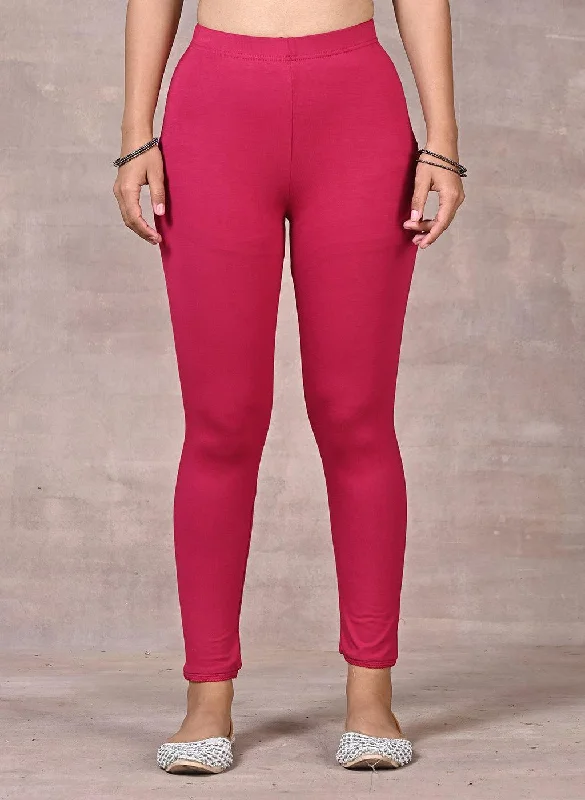 Farah Rose Pink Viscose Lycra Leggings for Women