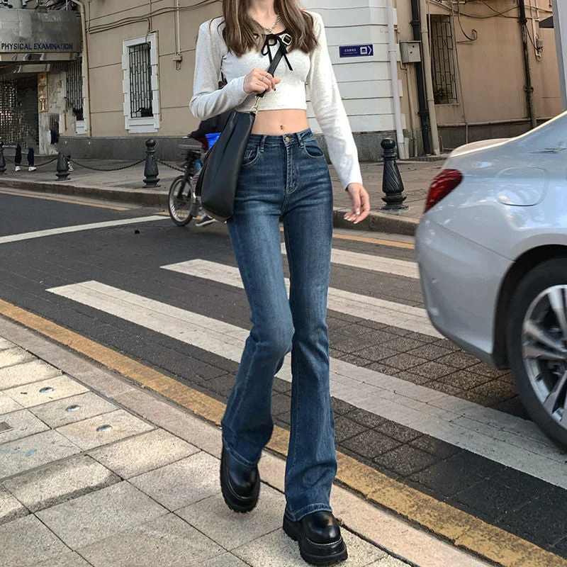 Amy Fashion - Elastic Fashion Boyfriend Style Denim Pants