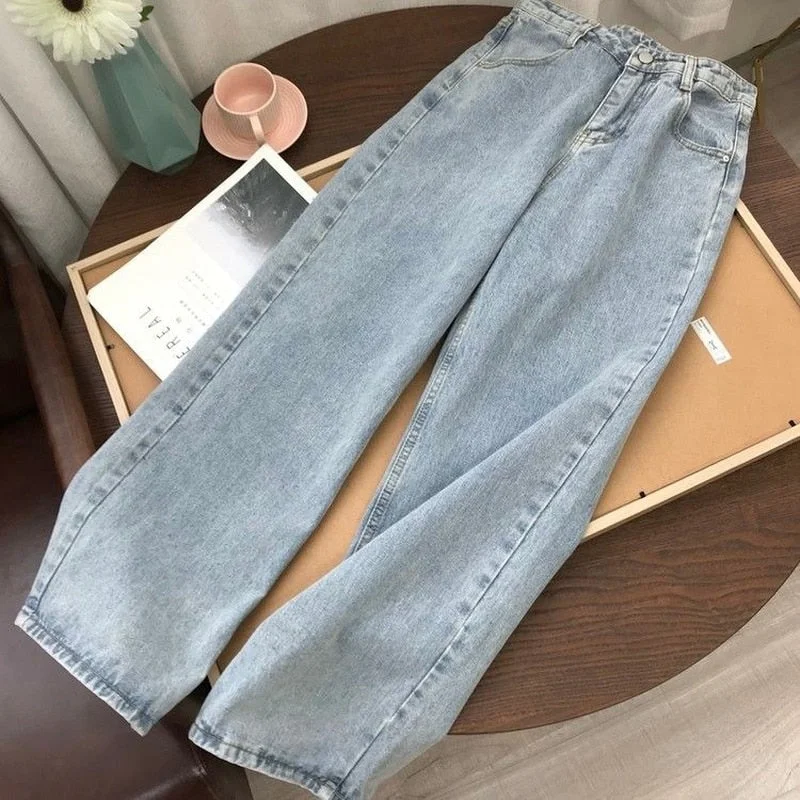 Amy Fashion - Light Blue Denim Vintage Wide Leg Pants