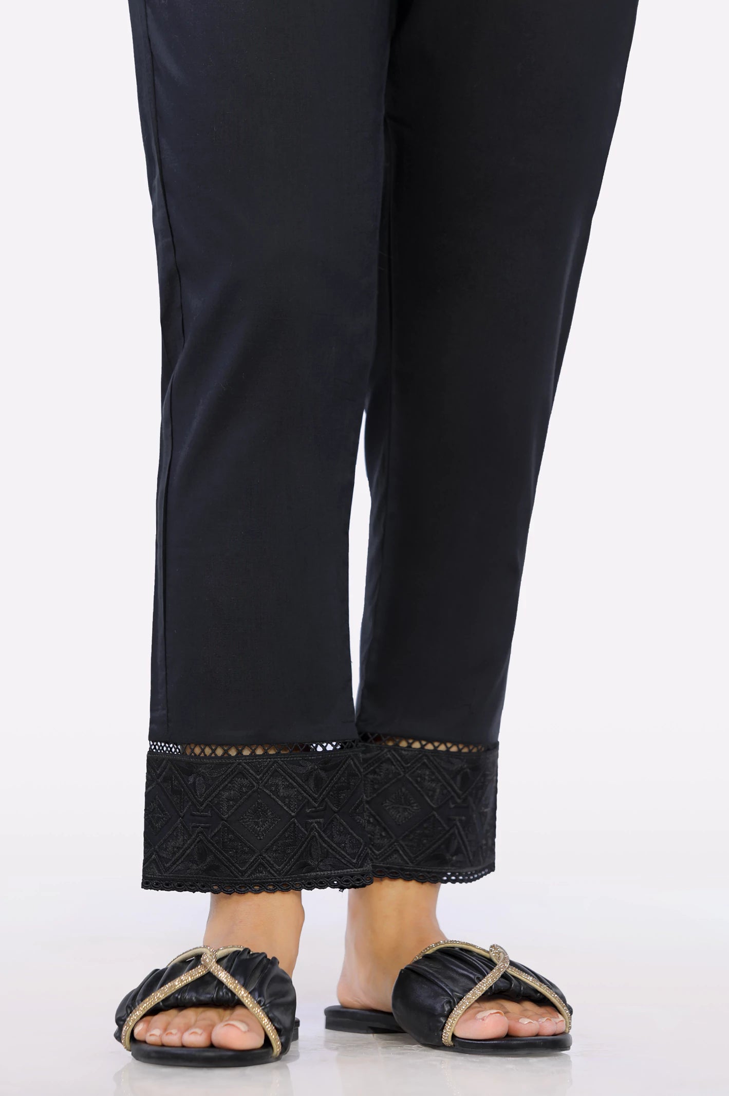 Black Embroidered Trouser