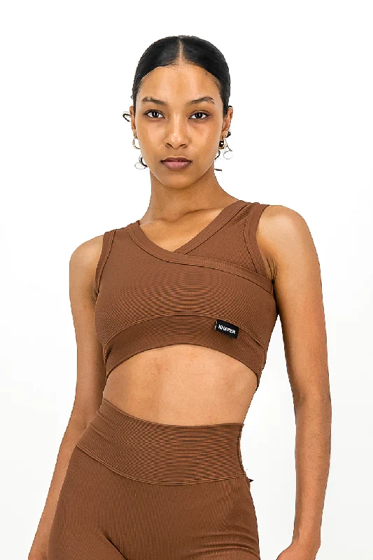 Rib Aspire Bra Top | Mocha