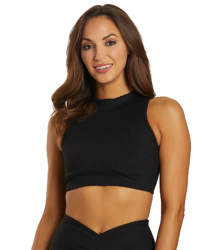 Year of Ours Ribbed Mock Neck Bra Black