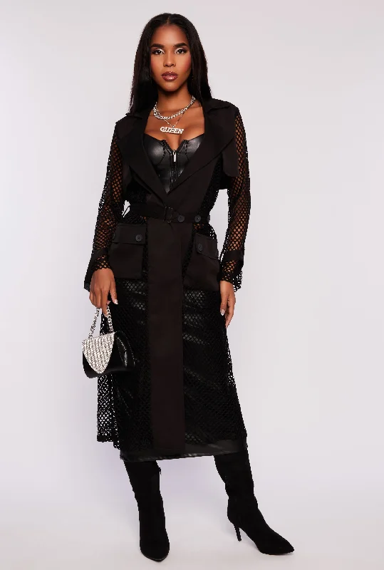 Fishnet Belted Wrap Coat