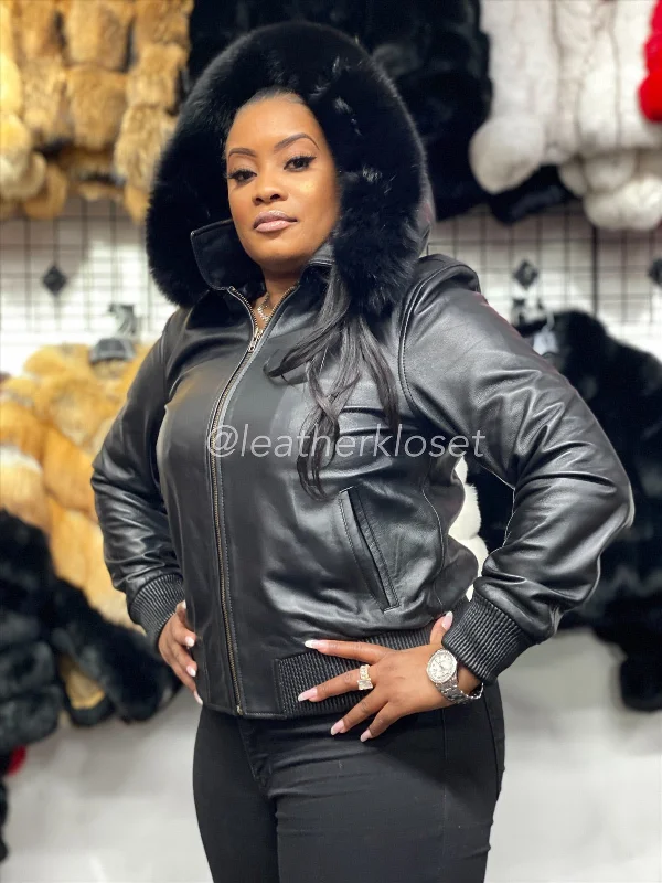 Women's BB Jacket With Premium Fox Fur Hood [Black Fur]