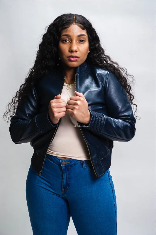 Women's BB Leather Jacket [Navy]