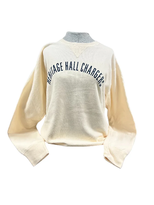 Women's sweatshirt, light yellow, arched navy HER HALL CHARG