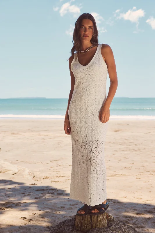 Voyage Ivory Crochet Knit Maxi Dress