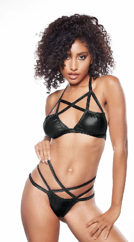 Vinyl Cage Bralette Set